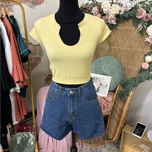 Yellow Ribbed Women's Top